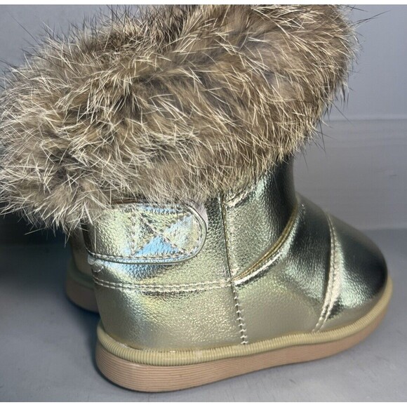 Toddler Girls Comfy Kids Fur Trim Black Gold Size 23‎ 6/7 Winter Boots Lot Of 2 - Picture 3 of 8